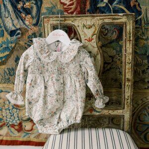 La Coqueta Ivory Floral Lorena Baby Girl Romper